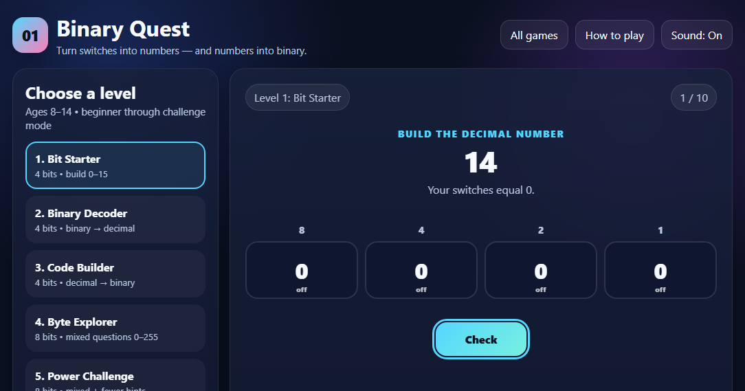 Binary Quest in play